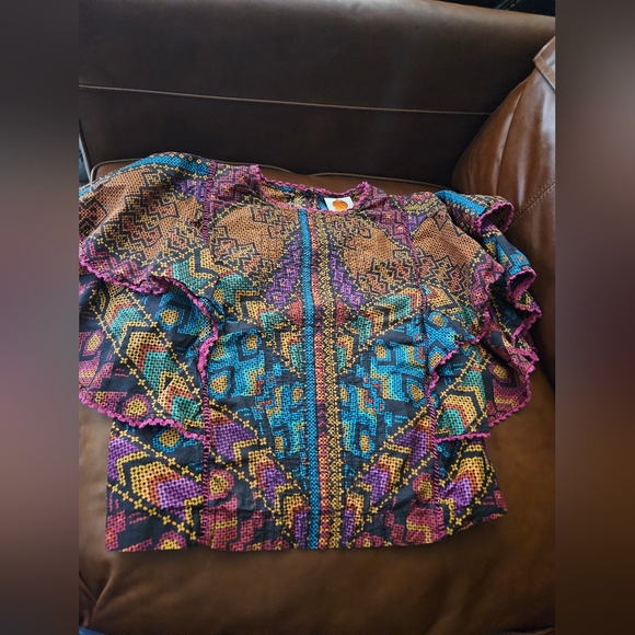 FARM RIO Yawanawa Stripes Blouse XS Euc - Picture 6 of 10